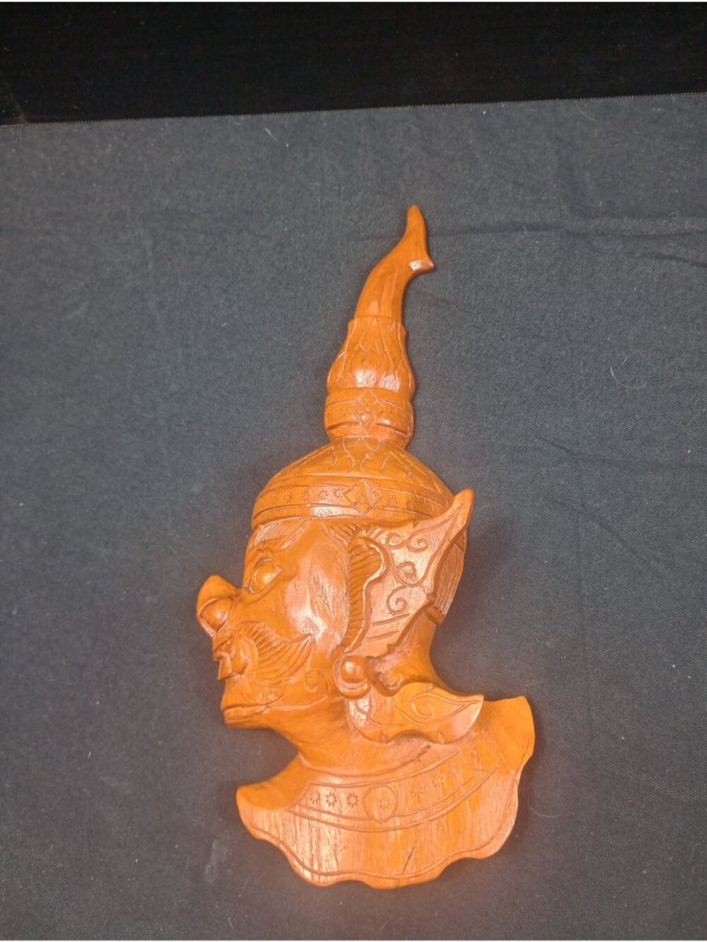 Vintage  Wooden Hand Carved  Ramakien Temple Guard  Profile Wall Plaque Decor